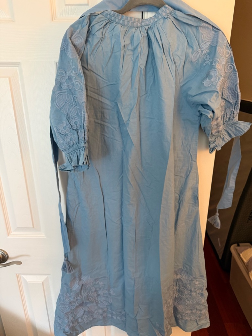 Julia Amory Light Blue Embroidered Tassel Tunic Dress - Picture 2 of 8